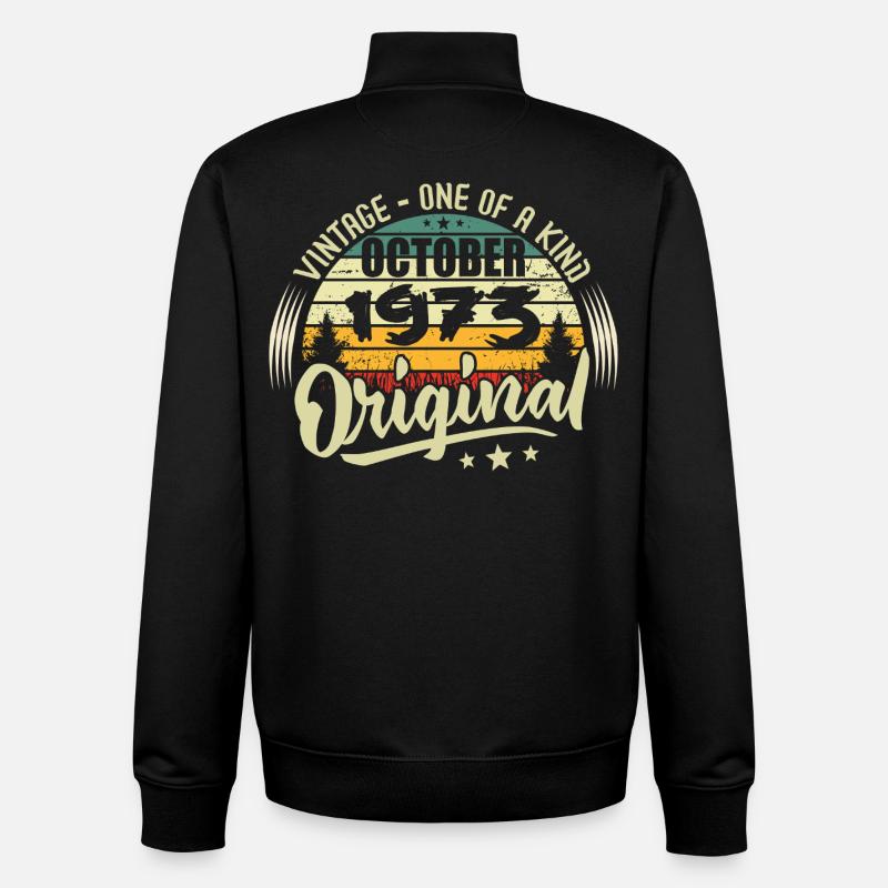 October 1973 Birthday Gift - Unisex Organic Zip Sweatshirt by Stanley/Stella - black