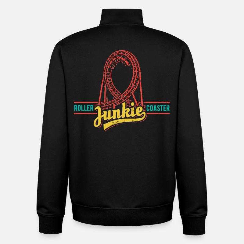 Rollercoaster Junkie - Roller Coaster - Loop - Unisex Organic Zip Sweatshirt by Stanley/Stella - black