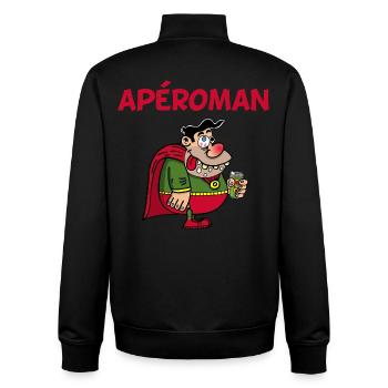 Aperitif Superheld - Unisex Organic Zip Sweatshirt von Stanley/Stella - Schwarz - Hinten - AI Model Male 185 light (185cm)