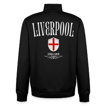 Liverpool Angleterre, design minimaliste élégant - Sweat zippé unisexe en coton bio Stanley/Stella - noir - Dos - AI Model Male 185 light (185cm)