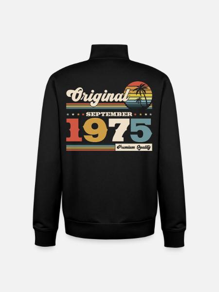 50th birthday Original September 1975 - Unisex Organic Zip Sweatshirt by Stanley/Stella - black