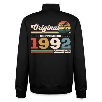 33e anniversaire Original septembre 1992 - Sweat zippé unisexe en coton bio Stanley/Stella - noir - Dos - AI Model Male 185 light (185cm)