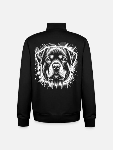 Rottweiler Portrait in Graffiti Style - Unisex Organic Zip Sweatshirt by Stanley/Stella - black