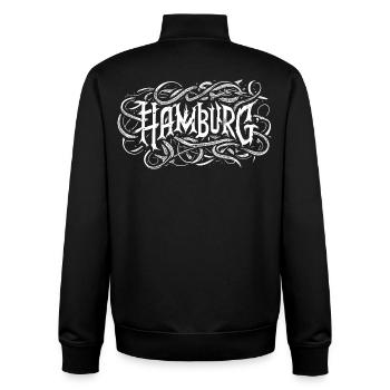 Hamburg heavy metal headbanger typography - Unisex Organic Zip Sweatshirt by Stanley/Stella - black - Back - AI Model Male 185 light (185cm)