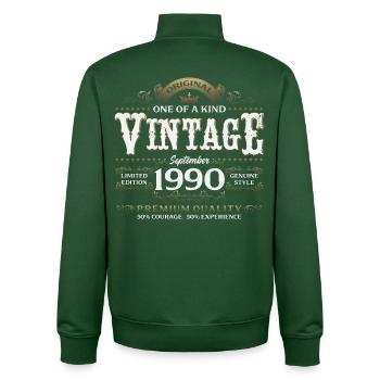 35th Birthday Vintage September Year 1990 - Unisex Organic Zip Sweatshirt by Stanley/Stella - bottle green - Back - AI Model Male 185 dark (185cm)