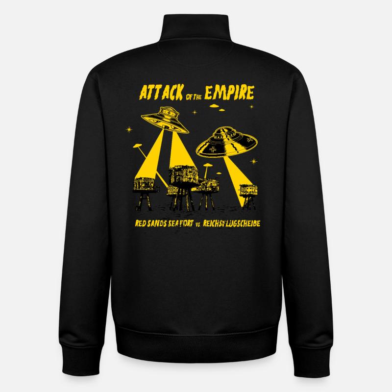 UFOKunst - L’Attaque de l’Empire - Sweat zippé unisexe en coton bio Stanley/Stella - noir