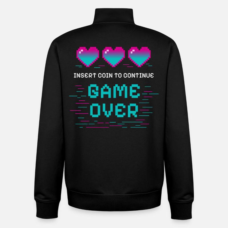 Retro Pixel Heart avec motif gaming - Sweat zippé unisexe en coton bio Stanley/Stella - noir