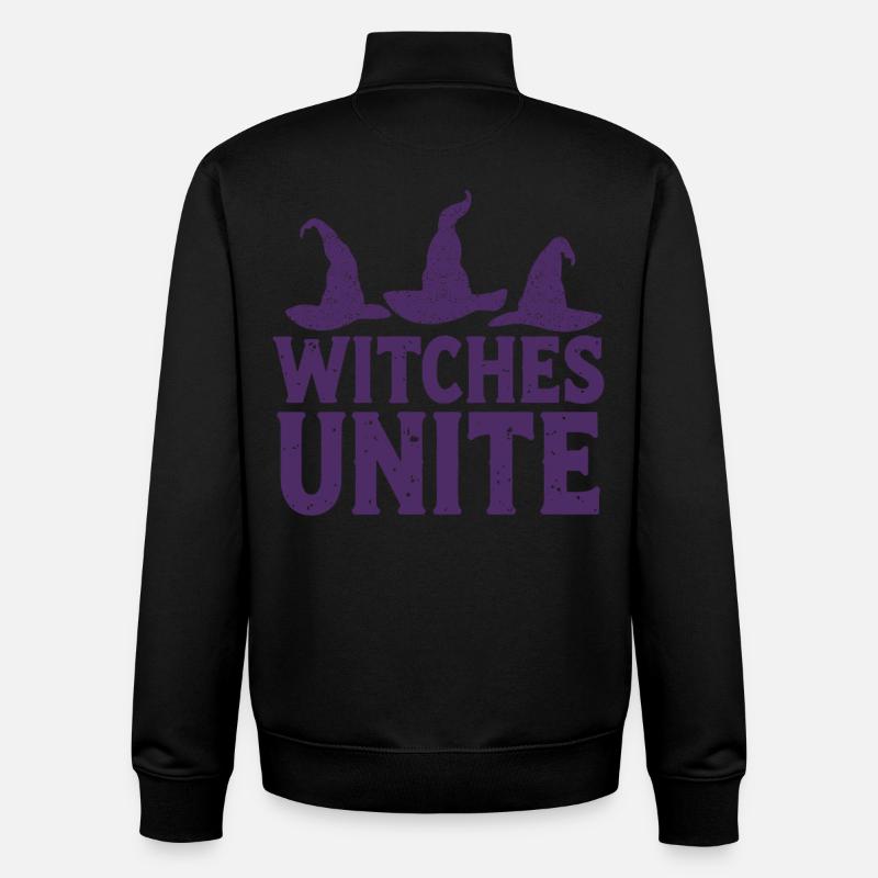 Witches Unite – Witch Hat Saying - Unisex Organic Zip Sweatshirt by Stanley/Stella - black