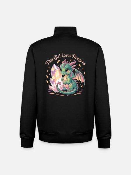 Mädchenliebe zu Drachen mit Kristall - Unisex Organic Zip Sweatshirt von Stanley/Stella - Schwarz