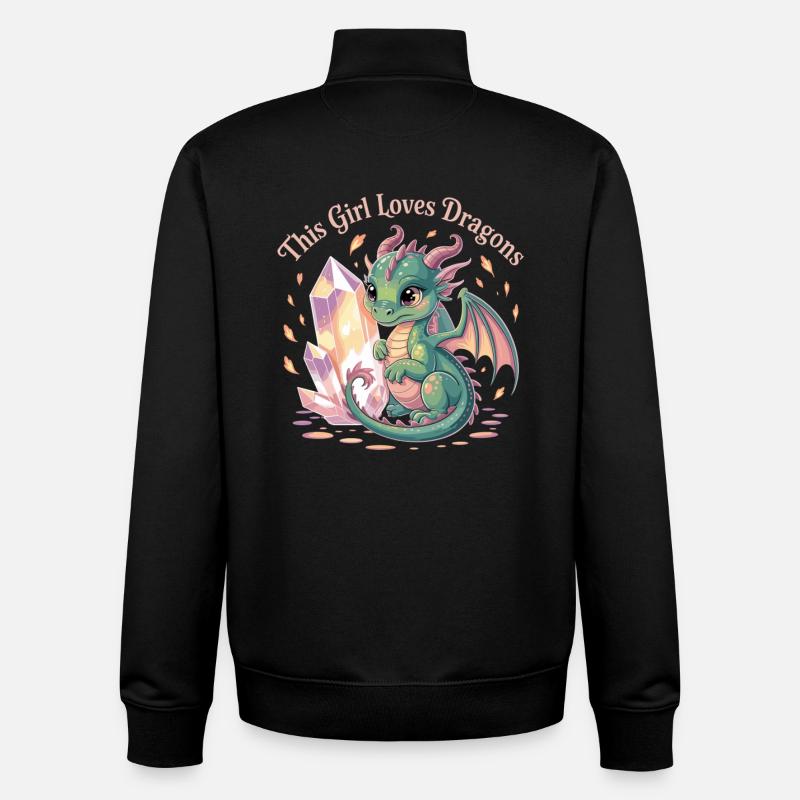 Mädchenliebe zu Drachen mit Kristall - Unisex Organic Zip Sweatshirt von Stanley/Stella - Schwarz
