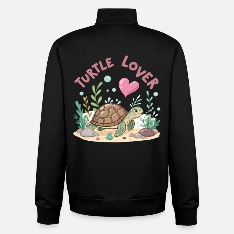 Tortue Amoureuse Floreitée Pastel - Sweat zippé unisexe en coton bio Stanley/Stella - noir