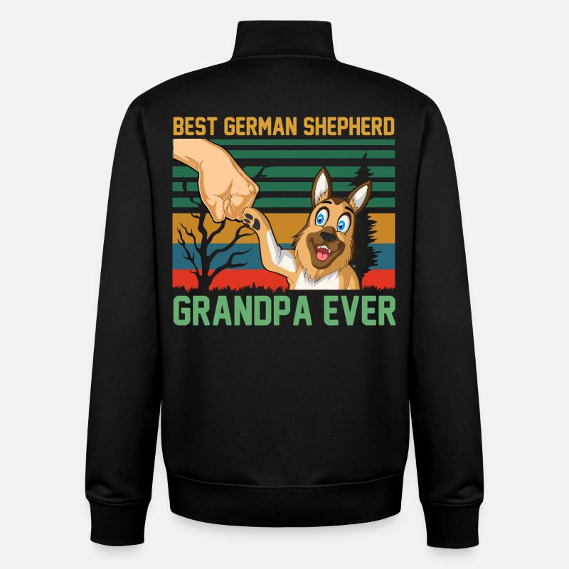 Berger Allemand Papi - Sweat zippé unisexe en coton bio Stanley/Stella - noir