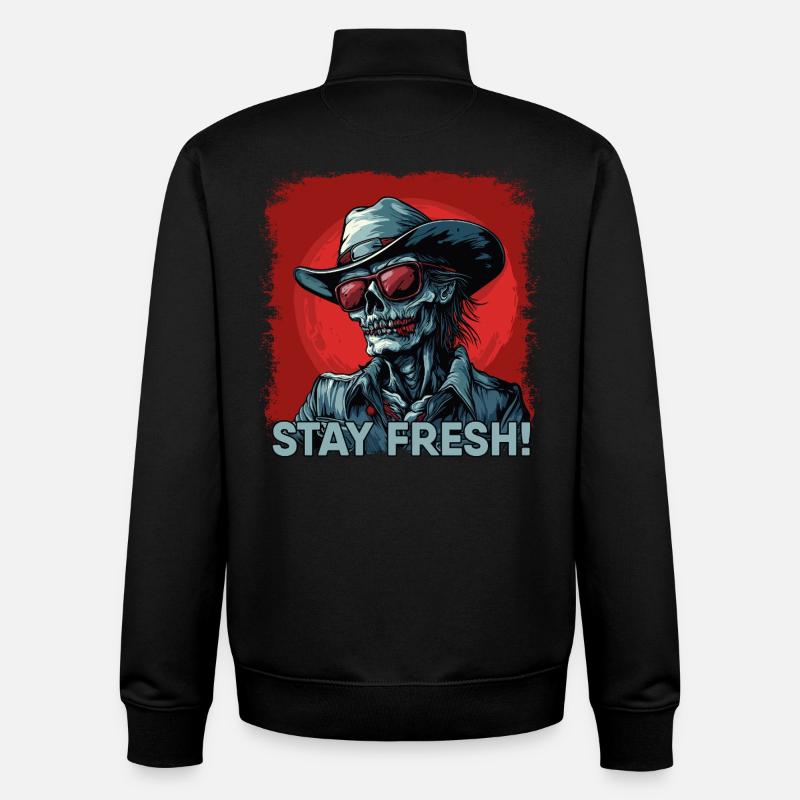 Cowboy zombie avec dicton - Sweat zippé unisexe en coton bio Stanley/Stella - noir