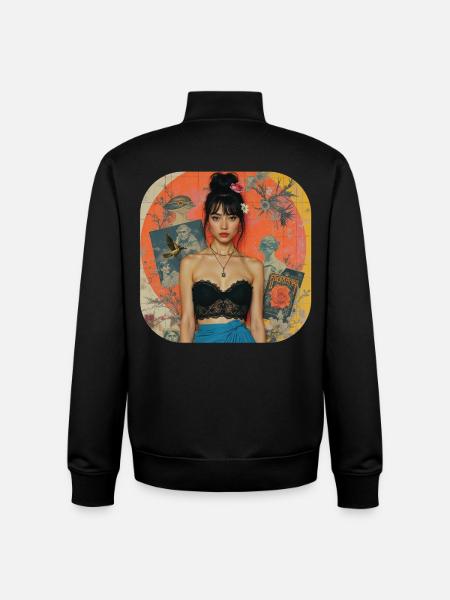 Retro Collage T-Shirt Design - Unisex Organic Zip Sweatshirt by Stanley/Stella - black