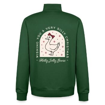 Dumme Gans Weihnachten lustige Bauernhoftier Grüße - Unisex Organic Zip Sweatshirt von Stanley/Stella - Flaschengrün - Hinten - AI Model Male 185 dark (185cm)