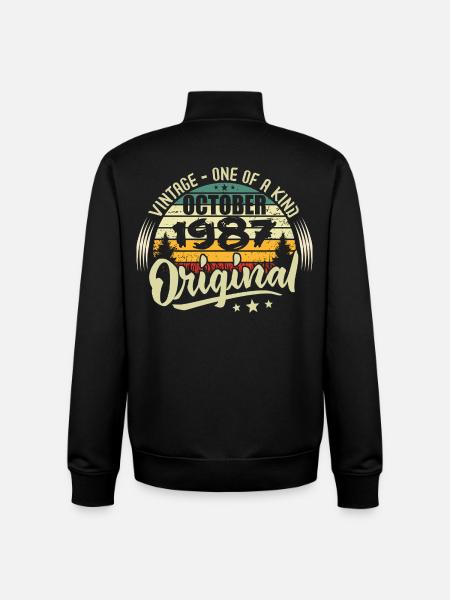 October 1987 Birthday Gift - Unisex Organic Zip Sweatshirt by Stanley/Stella - black