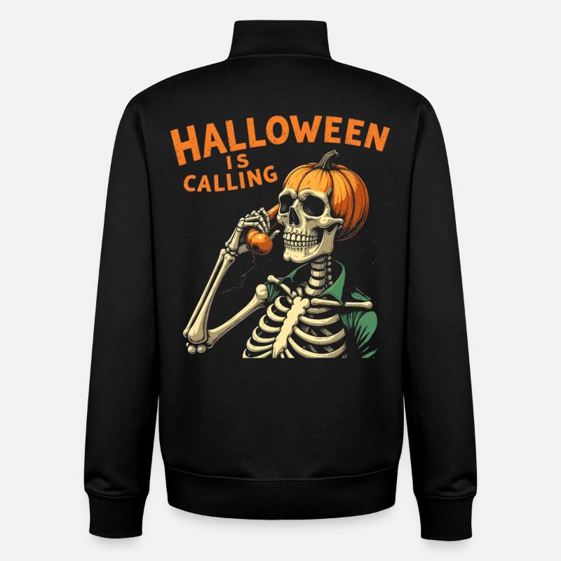 Crâne de Halloween avec Potiron  - Sweat zippé unisexe en coton bio Stanley/Stella - noir