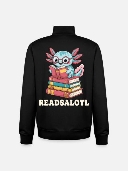 Readsalotl Axolotl Reading Books - Unisex Organic Zip Sweatshirt by Stanley/Stella - black