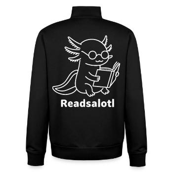 Lineart Readsalotl Axolotl Lecture - Unisex Organic Zip Sweatshirt by Stanley/Stella - black - Back - AI Model Male 185 light (185cm)
