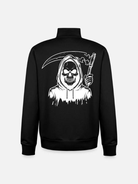 Grim Reaper Skull Design - Unisex Organic Zip Sweatshirt by Stanley/Stella - black