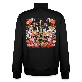 Paris Eiffelturm Blumen Rosen Frankreich Aquarell - Unisex Organic Zip Sweatshirt von Stanley/Stella - Schwarz - Hinten - AI Model Male 185 light (185cm)