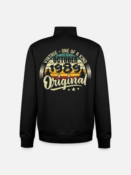October 1989 Birthday Gift - Unisex Organic Zip Sweatshirt by Stanley/Stella - black