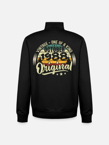 October 1988 Birthday Gift - Unisex Organic Zip Sweatshirt by Stanley/Stella - black