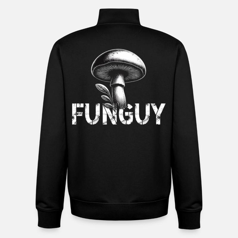 Design champignon avec lettrage - Sweat zippé unisexe en coton bio Stanley/Stella - noir