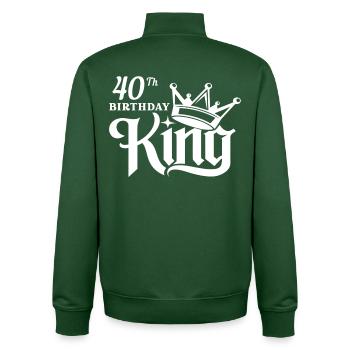 40th birthday king - Unisex Organic Zip Sweatshirt by Stanley/Stella - bottle green - Back - AI Model Male 185 dark (185cm)