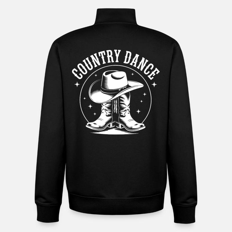 Danse Country, Western, Imprimer - Sweat zippé unisexe en coton bio Stanley/Stella - noir