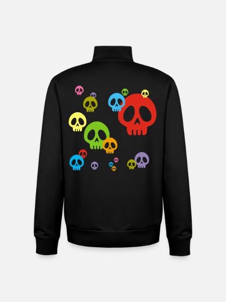 Mehrfarbige Manga-Totenköpfe - Unisex Organic Zip Sweatshirt von Stanley/Stella - Schwarz