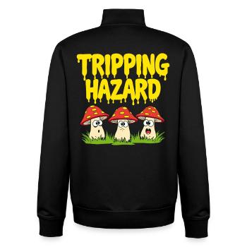 Tripping Stolpergefahr - Lustiger Pilz Spruch - Unisex Organic Zip Sweatshirt von Stanley/Stella - Schwarz - Hinten - AI Model Male 185 light (185cm)