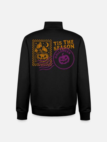 Scary Halloween pumpkin with ghosts - Unisex Organic Zip Sweatshirt by Stanley/Stella - black