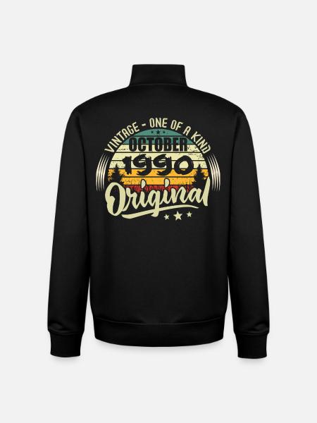 October 1990 Birthday Gift - Unisex Organic Zip Sweatshirt by Stanley/Stella - black