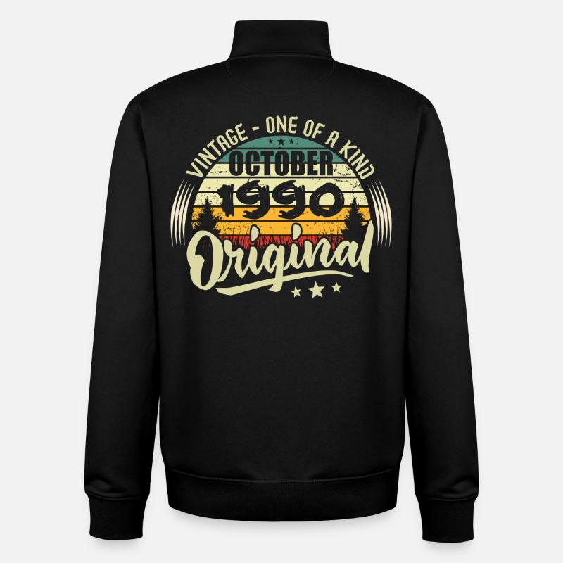 October 1990 Birthday Gift - Unisex Organic Zip Sweatshirt by Stanley/Stella - black