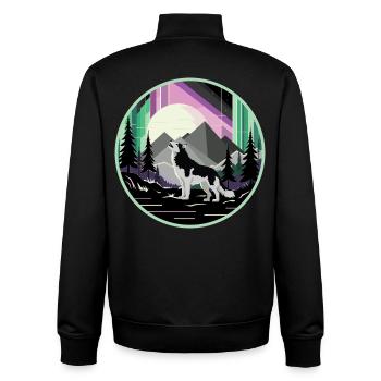Husky sibérien avec aurores boréales - Sweat zippé unisexe en coton bio Stanley/Stella - noir - Dos - AI Model Male 185 light (185cm)