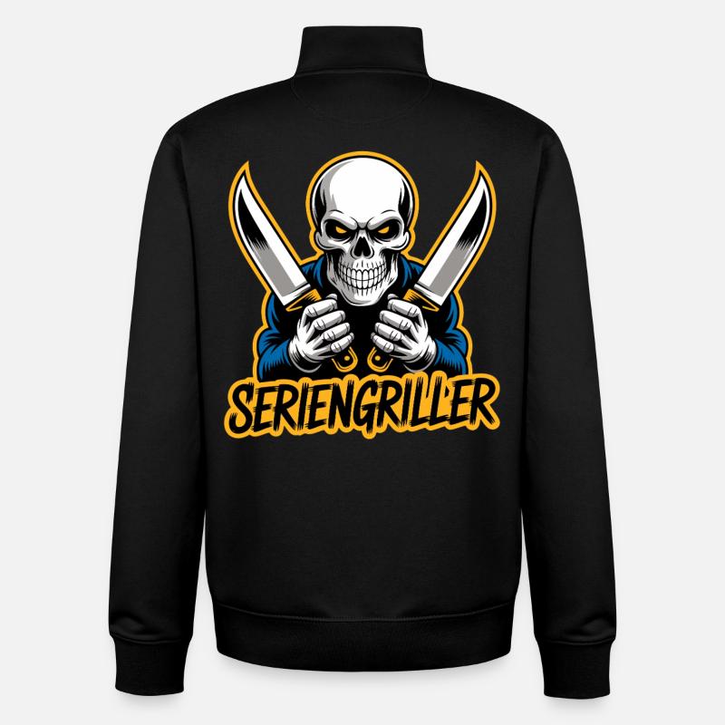 Crâne série griller crâne drôle - Sweat zippé unisexe en coton bio Stanley/Stella - noir
