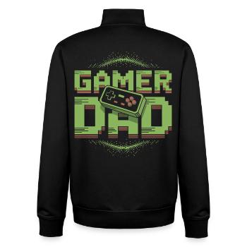 Gamer Dad Pixel Art Design - Unisex Organic Zip Sweatshirt by Stanley/Stella - black - Back - AI Model Male 185 light (185cm)
