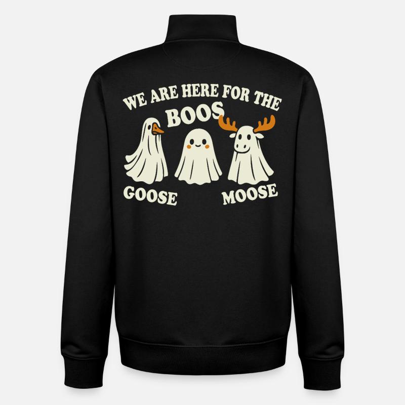 Fantômes d’Halloween - Goose Moose Boos - Sweat zippé unisexe en coton bio Stanley/Stella - noir