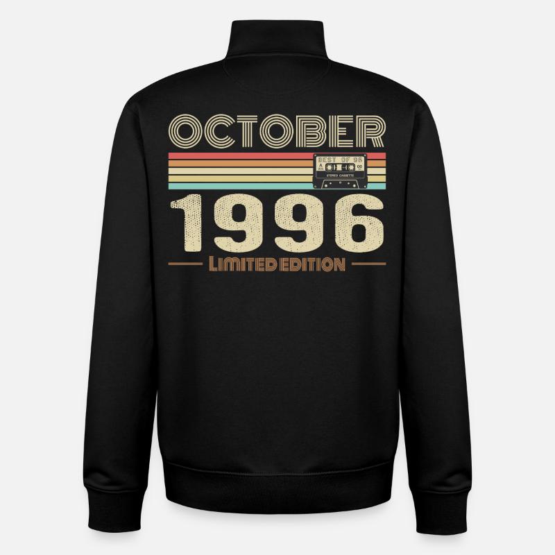 Anniversaire octobre 1996 - Birthday october 1996 - Sweat zippé unisexe en coton bio Stanley/Stella - noir