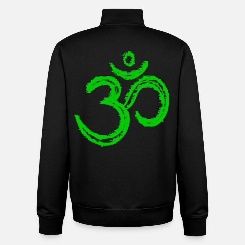Symbole Om – Neon Glitch Art Spirituel - Sweat zippé unisexe en coton bio Stanley/Stella - noir