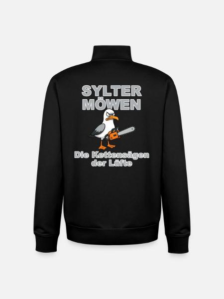 Sylt Seagulls Grey:Design by Dekoinsel Sylt - Unisex Organic Zip Sweatshirt by Stanley/Stella - black