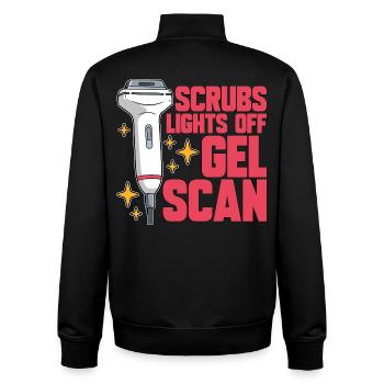 Sonographer Scrubs Lights Off Gel Scan Ultrasound - Unisex Organic Zip Sweatshirt by Stanley/Stella - black - Back - AI Model Male 185 light (185cm)
