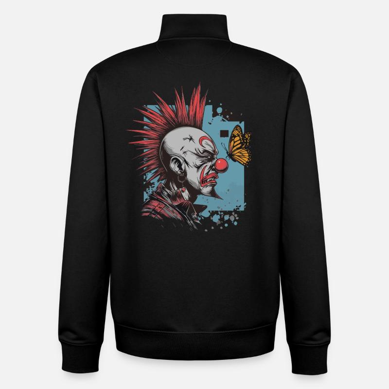 clownPunk et papillon - Sweat zippé unisexe en coton bio Stanley/Stella - noir