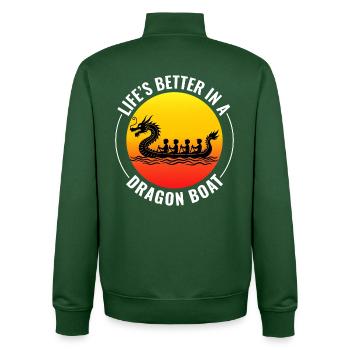 Drachenboot-Rennmannschaft - Unisex Organic Zip Sweatshirt von Stanley/Stella - Flaschengrün - Hinten - AI Model Male 185 dark (185cm)