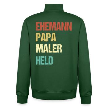 Husband, Dad, Painter, Hero – Proud Family Hero - Unisex Organic Zip Sweatshirt by Stanley/Stella - bottle green - Back - AI Model Male 185 dark (185cm)