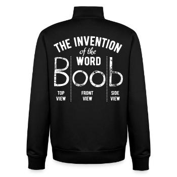 The invention of the word boob - Fun Geschenk - Unisex Organic Zip Sweatshirt von Stanley/Stella - Schwarz - Hinten - AI Model Male 185 light (185cm)