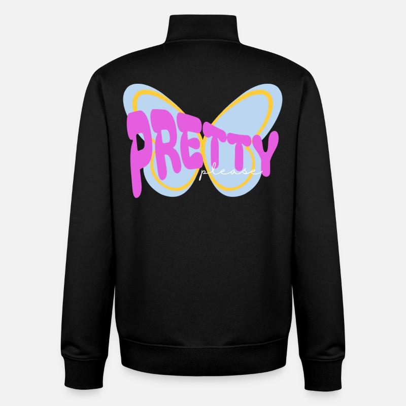 Design imprimé sarcastique « Pretty please » - Sweat zippé unisexe en coton bio Stanley/Stella - noir