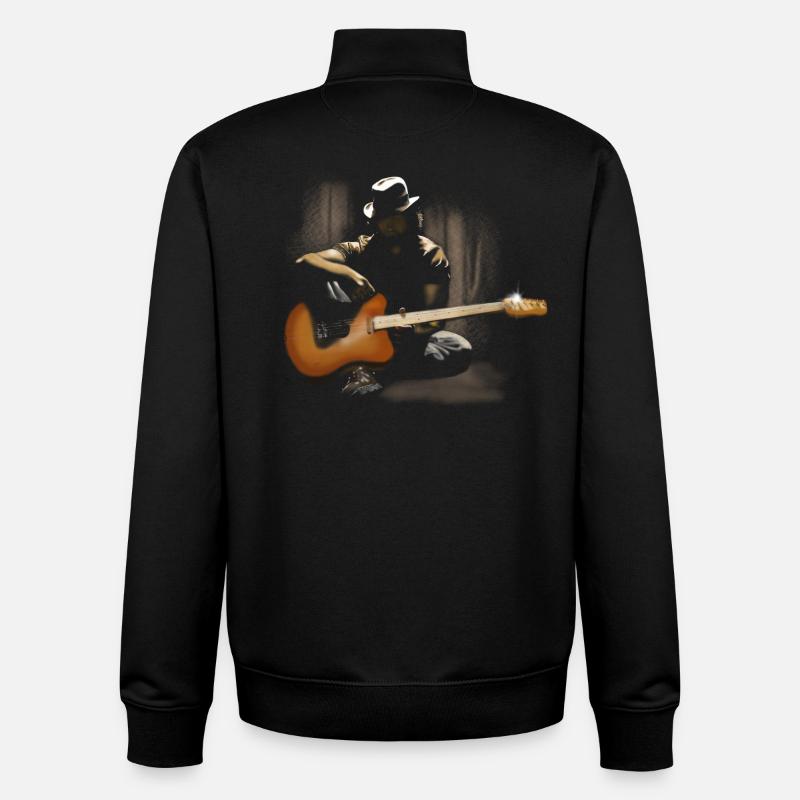 guitariste - Sweat zippé unisexe en coton bio Stanley/Stella - noir