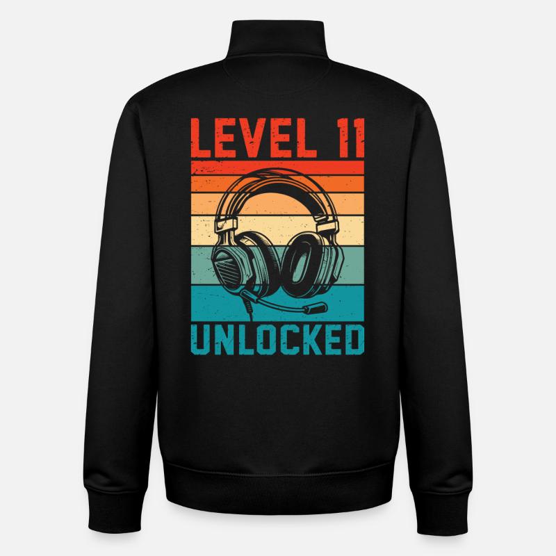 Level 11 Unlocked, 11th Anniversary - Unisex Organic Zip Sweatshirt by Stanley/Stella - black
